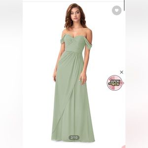 Azazie bridesmaid dress in dusty sage.